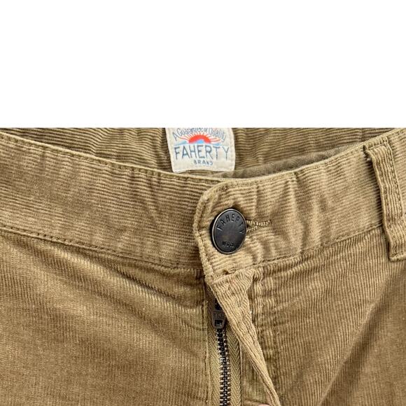 Faherty Stretch Corduroy Pants Green Brown Size 35 - Picture 6 of 14